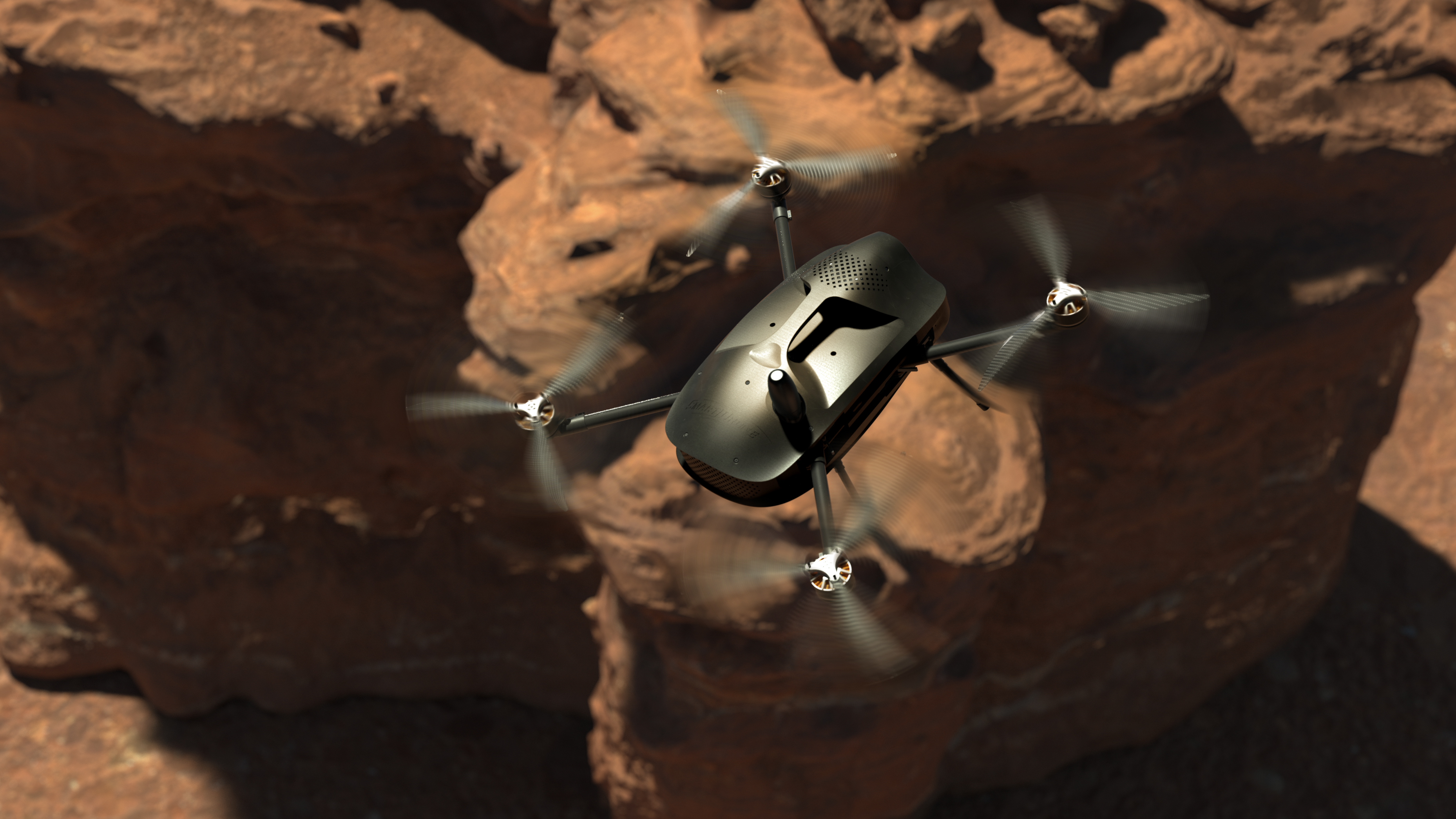 lidar drone flying through the sky